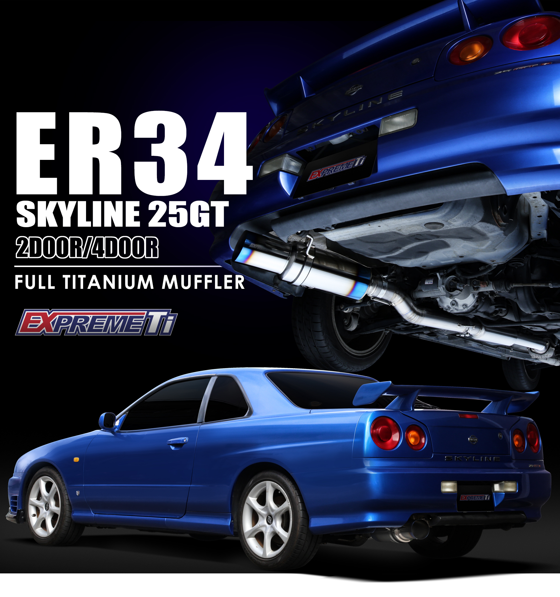 FULL TITANIUM MUFFLER EXPREME Ti SKYLINE ER34 4 DOOR